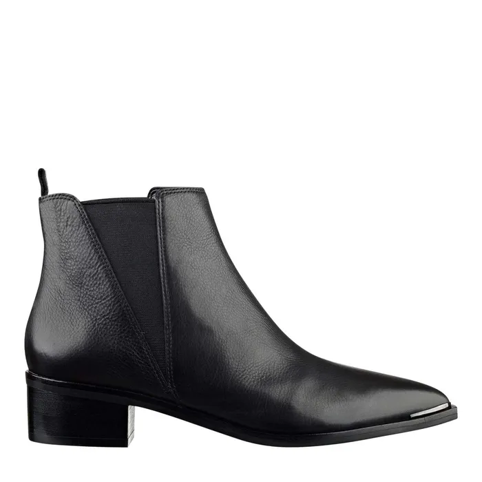 Women Yale Pointy Toe Chelsea Bootie Black Leather Marc Fisher Booties