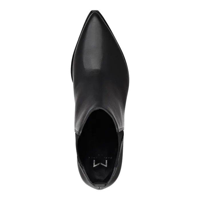 Women Yale Pointy Toe Chelsea Bootie Black Leather Marc Fisher Booties