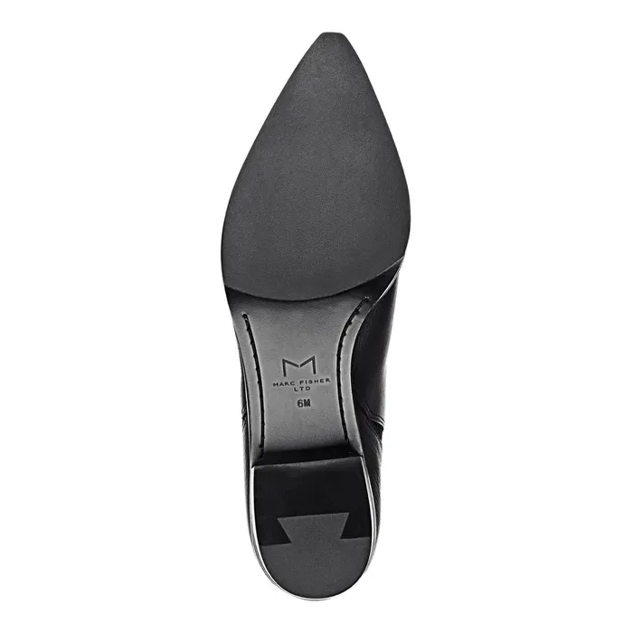 Women Yale Pointy Toe Chelsea Bootie Black Leather Marc Fisher Booties