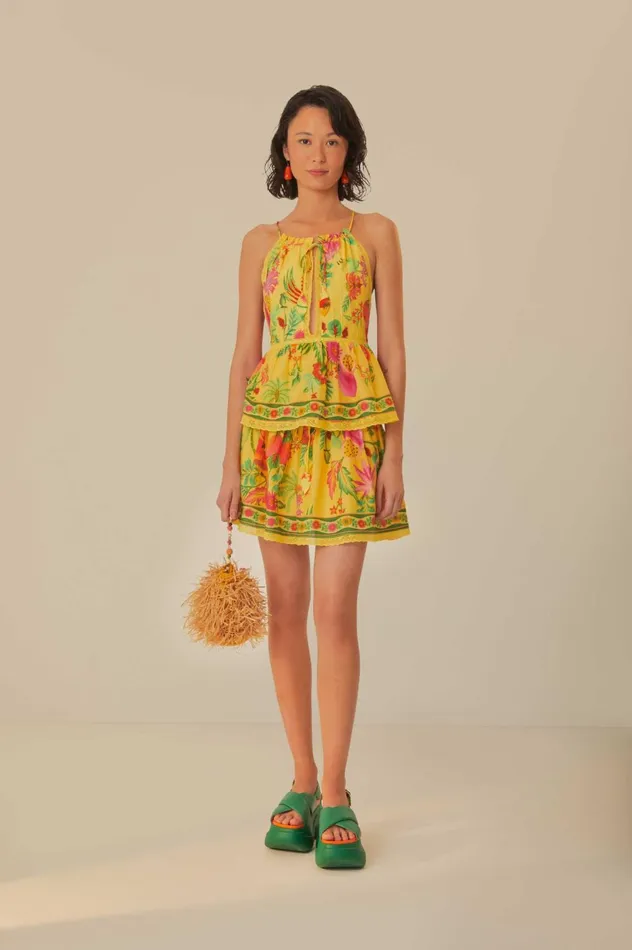 Women Yellow Delicate Fruit Garden Sleeveless Blouse Delicate Fruit Garden Yellow FARM Rio Blouses