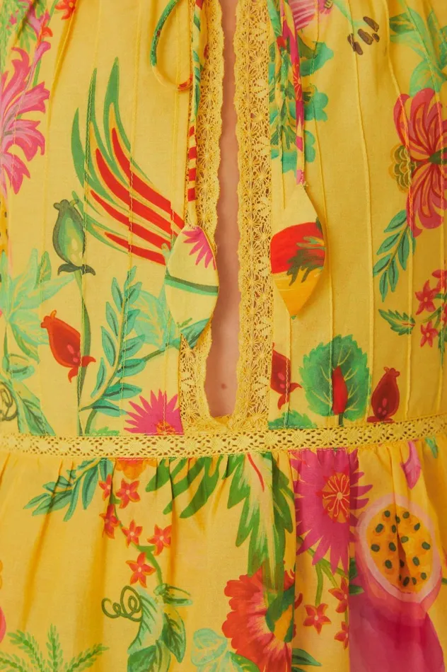 Women Yellow Delicate Fruit Garden Sleeveless Blouse Delicate Fruit Garden Yellow FARM Rio Blouses
