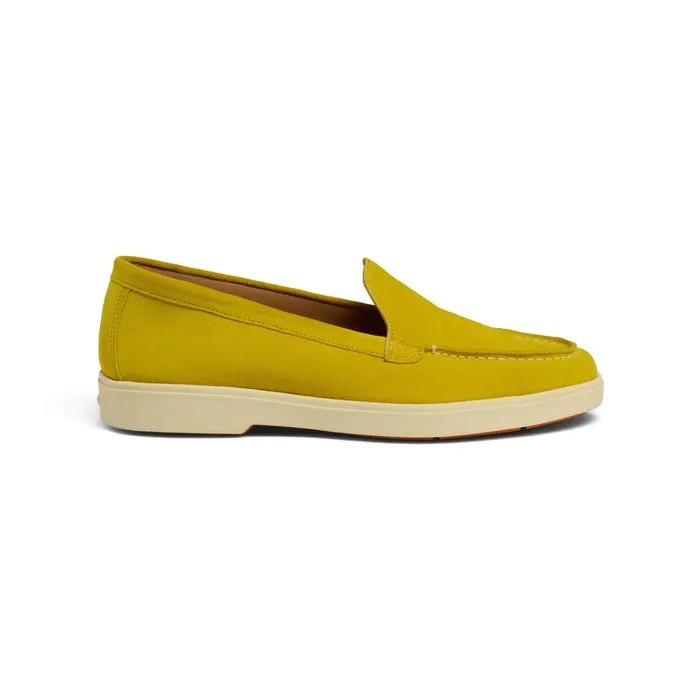 Women Yellow Suede Loafer Santoni Loafers