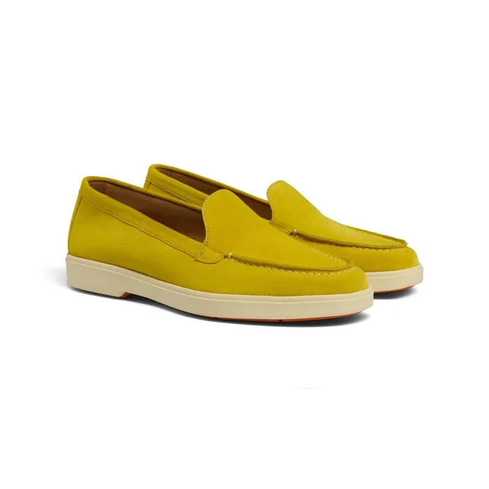Women Yellow Suede Loafer Santoni Loafers