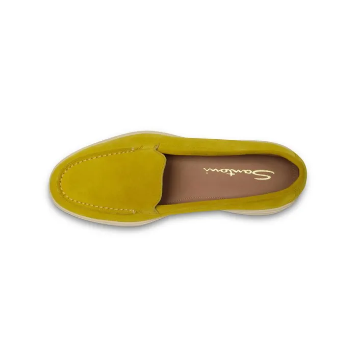 Women Yellow Suede Loafer Santoni Loafers