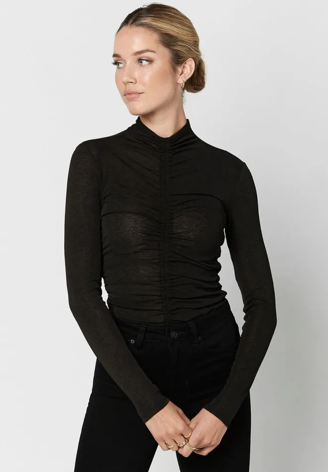 Women Zadie Ruched Bodysuit Black Buffalo David Bitton Tops and Tees