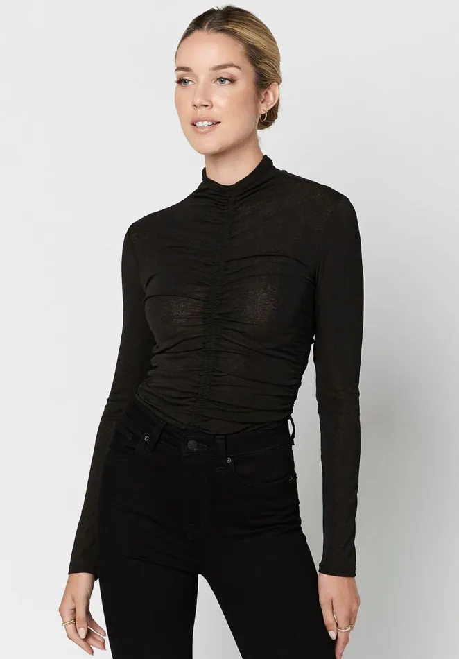 Women Zadie Ruched Bodysuit Black Buffalo David Bitton Tops and Tees