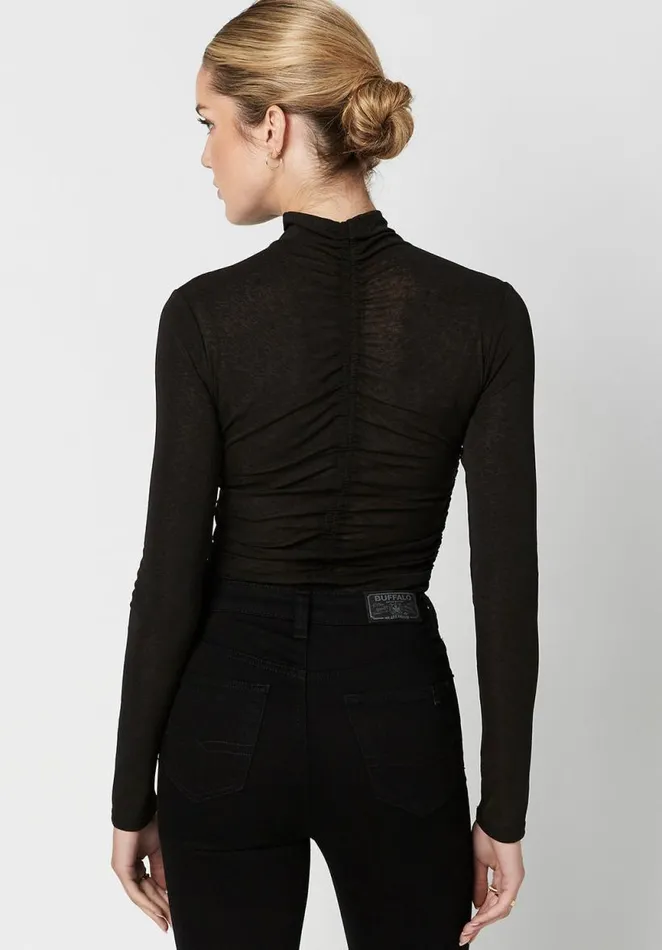 Women Zadie Ruched Bodysuit Black Buffalo David Bitton Tops and Tees