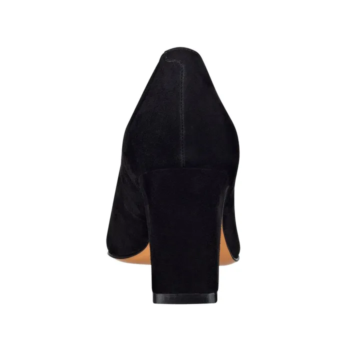 Women Zala Block Heel Pointy Toe Pump Black Suede Marc Fisher Heels and Pumps