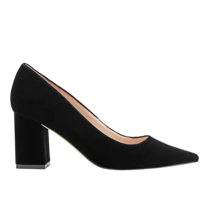 Women Zala Block Heel Pointy Toe Pump Black Velvet Marc Fisher Heels and Pumps