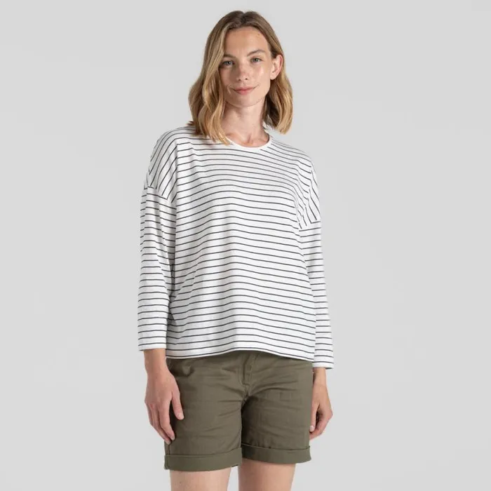 Womens Long Sleeve Craghoppers Kielder Long Sleeved TShirt Blue Navy Stripe