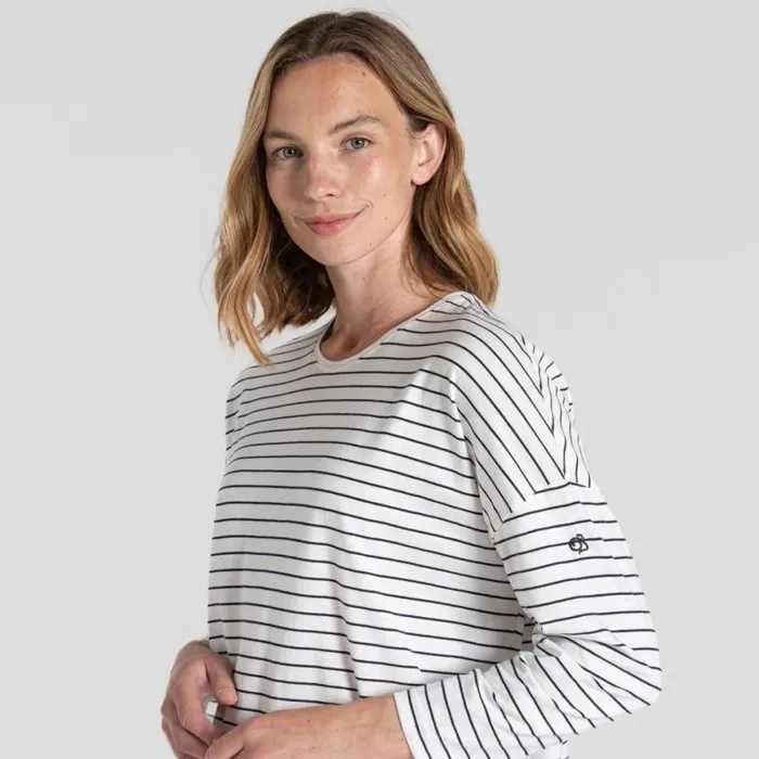 Womens Long Sleeve Craghoppers Kielder Long Sleeved TShirt Blue Navy Stripe Womens Long Sleeve Craghoppers Kielder Long Sleeved TShirt Blue Navy Stripe