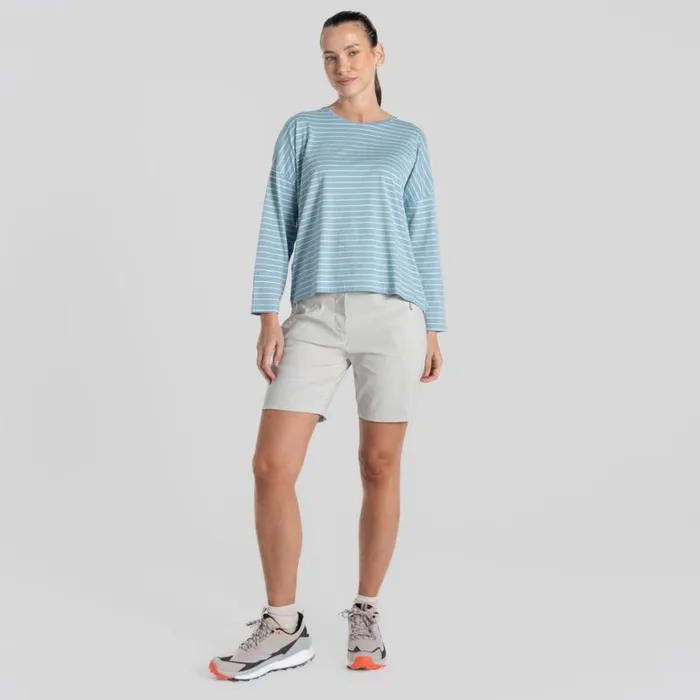 Womens Long Sleeve Craghoppers Kielder Long Sleeved TShirt Sky Blue Stripe Womens Long Sleeve Craghoppers Kielder Long Sleeved TShirt Sky Blue Stripe