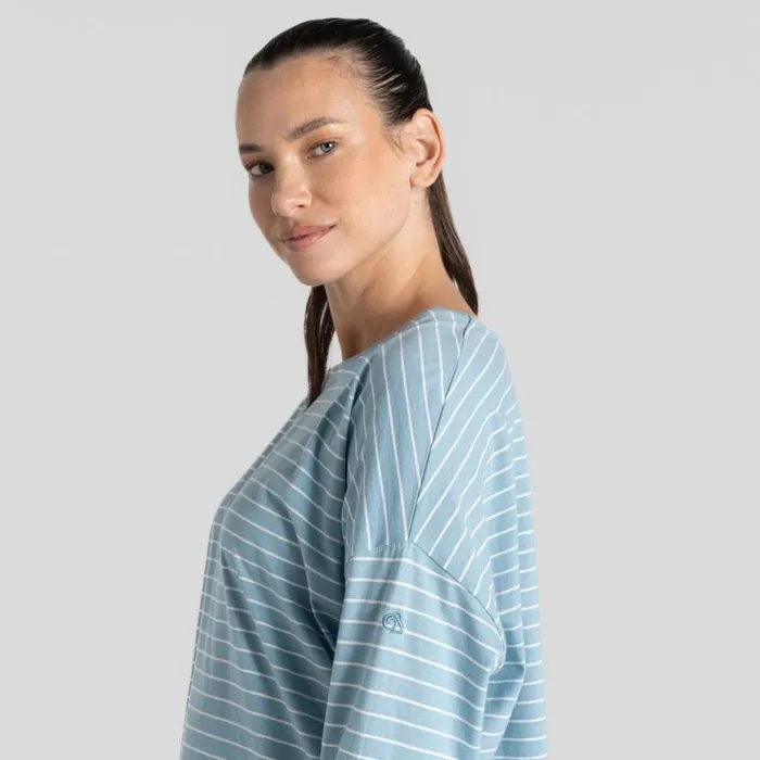 Womens Long Sleeve Craghoppers Kielder Long Sleeved TShirt Sky Blue Stripe Womens Long Sleeve Craghoppers Kielder Long Sleeved TShirt Sky Blue Stripe