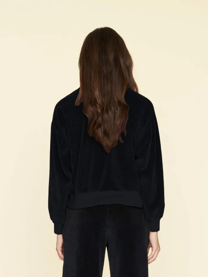 Xirena Black Huxley Velour Sweatshirt Women Sweats and Tees