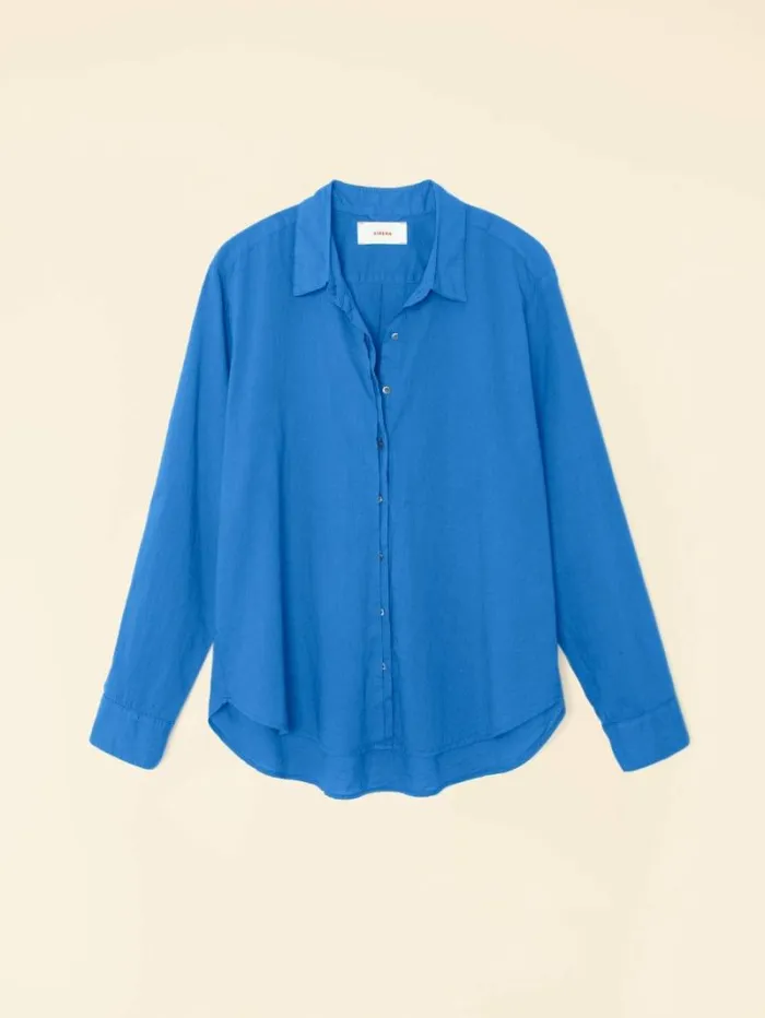 Xirena Deja Vu Blue Quinn Shirt Women Shirts