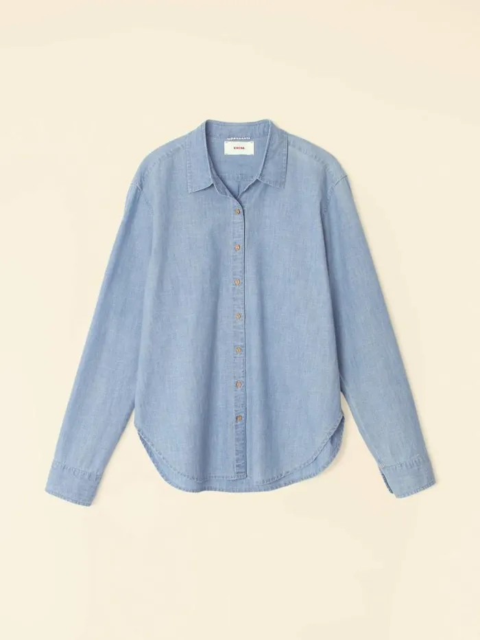 Xirena Dusty Blue Beau Shirt Women Shirts