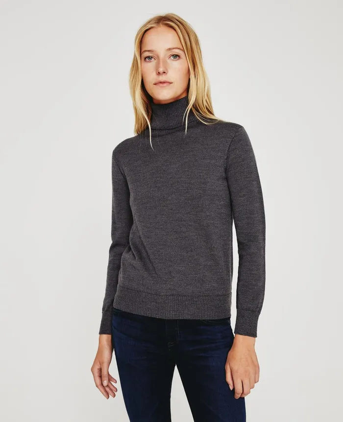 Zuri Turtleneck Heather Charcoal Women AG Jeans Tops and Shirts