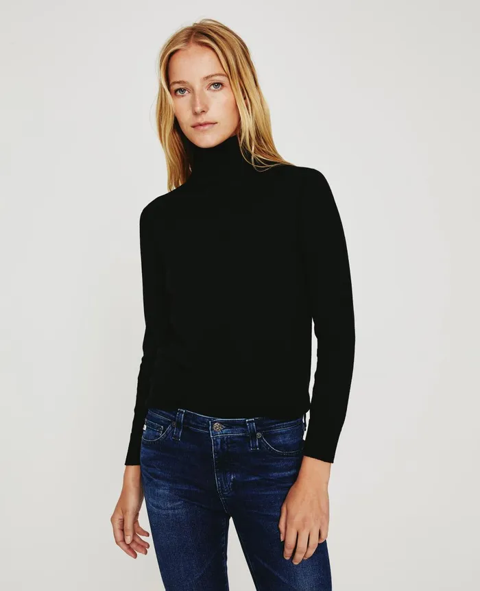 Zuri Turtleneck True Black Women AG Jeans Tops and Shirts